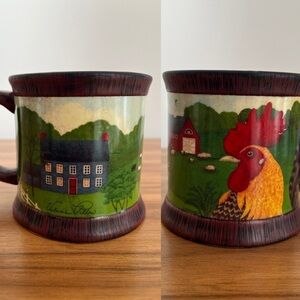 HALLMARK Valerie Pillow Design Mug Rooster Farmhouse Barn Coffee Tea Kitschy